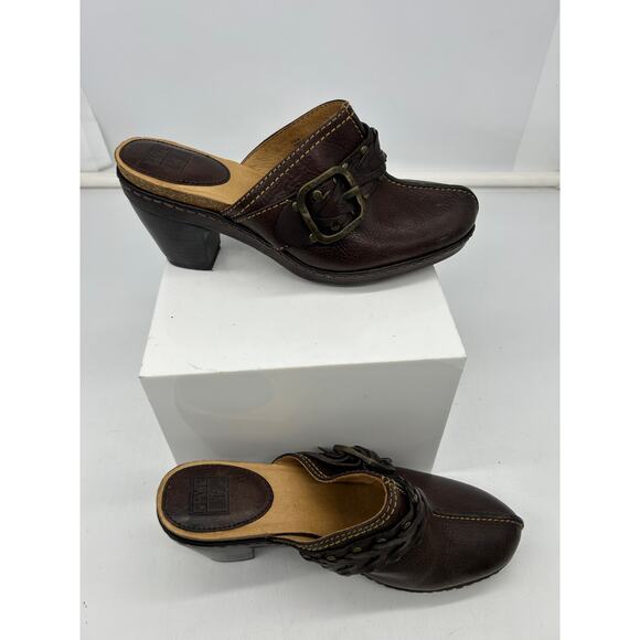 Frye Women's Brown Terri Woven Leather Gore Round Toe Mules Shoes Size 8M - Picture 4 of 9